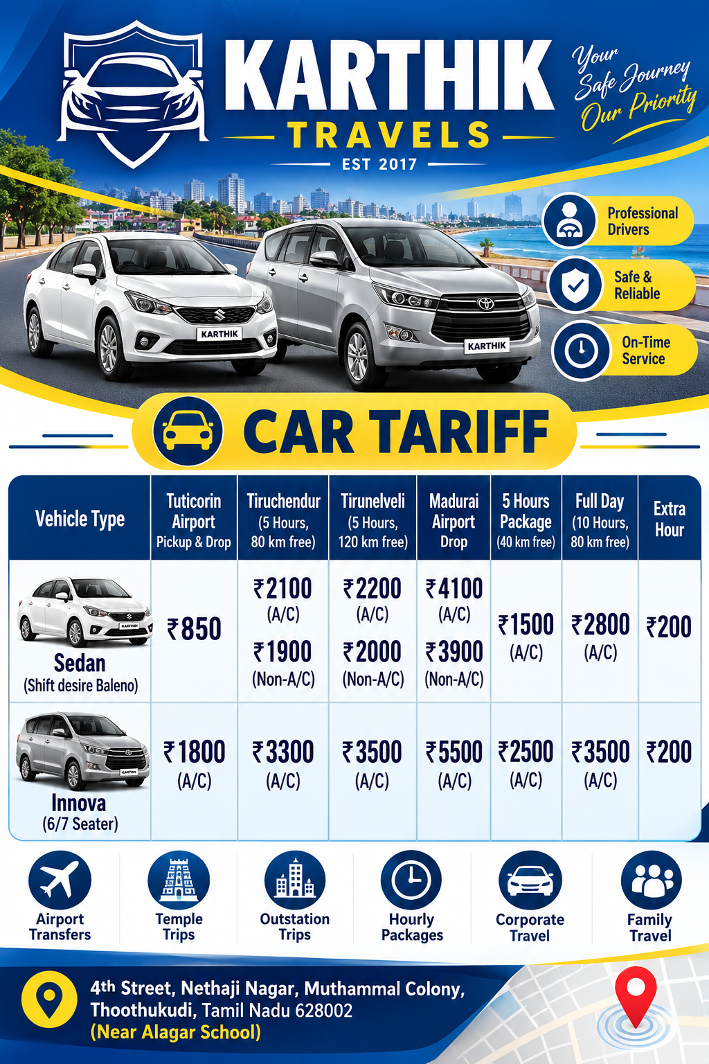 Karthik Travels Tariff